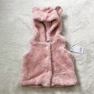 Nwt Harper Canyon Soft Sleeveless Pink Hooded Sweater With Ears